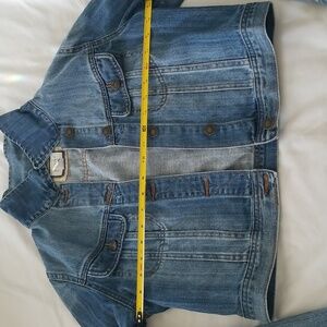 Forever 21 Denim Crop Long Sleeve Button Jacket Pocket Jean